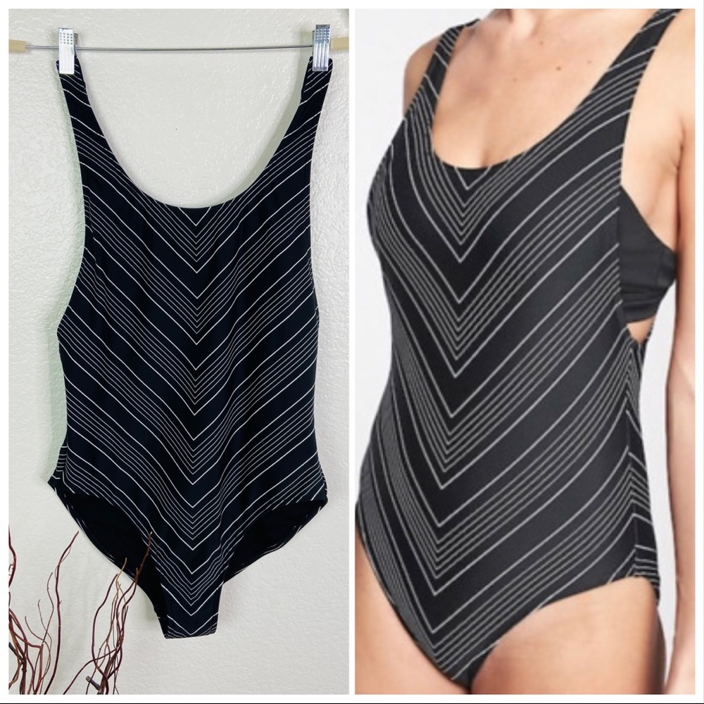 ATHLETA Chevron High Leg One Piece Swimsuit